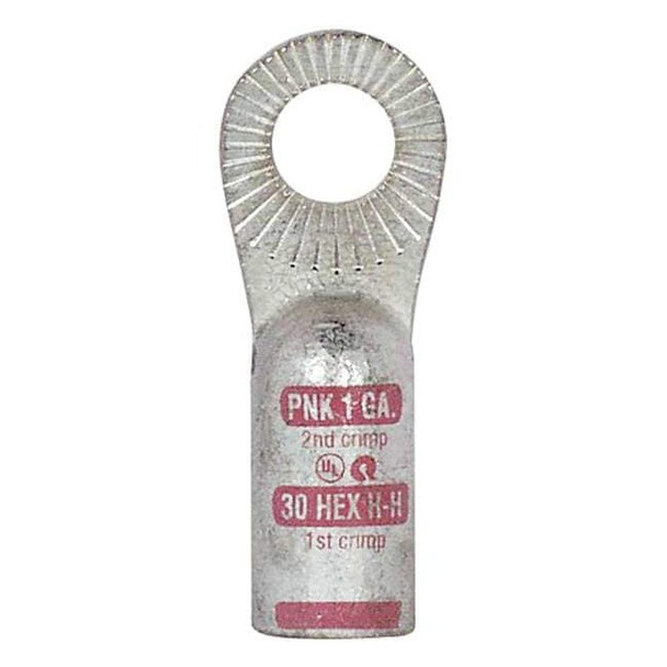 One-Hole Compression Lug, 3/8 in Stud, Standard Barrel, Copper, Pink