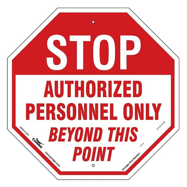 Condor Stop Sign, 18" W, 18" H, Vinyl, Red 472J45