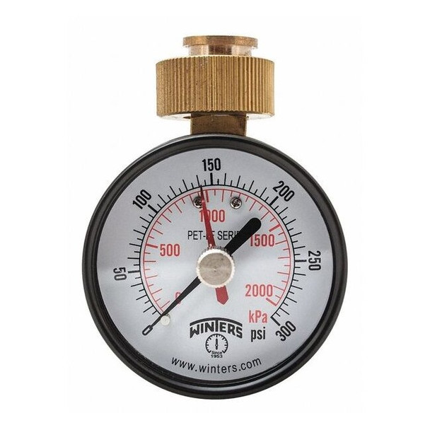 Winters Max Pointer Test Gauge,2.5 in.,0-300psi PETM217LF