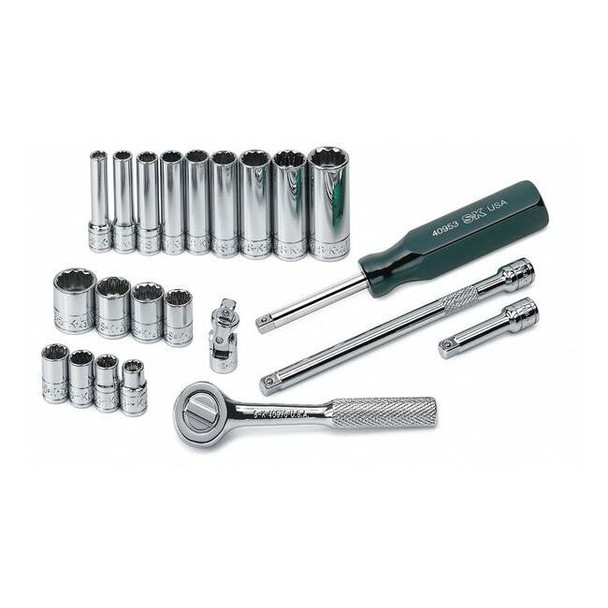 1/4" Drive Socket Set SAE 22 Pieces 1/4 in to 9/16 in , Chrome