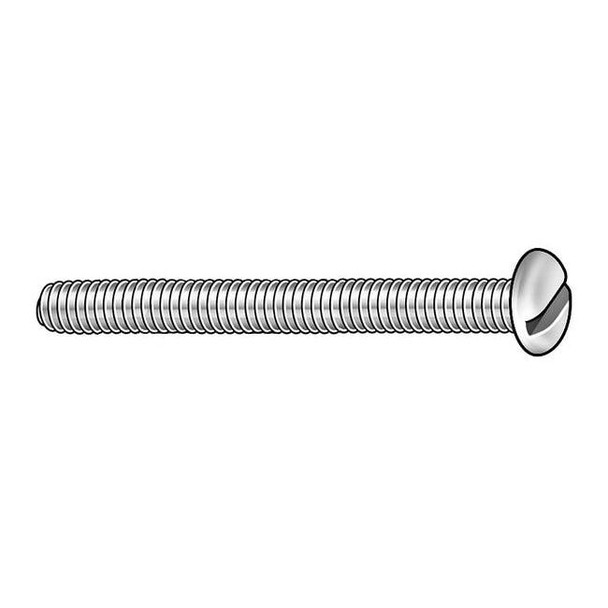 #10-32 x 2 in Slotted Round Machine Screw, Zinc Plated Steel, 100 PK