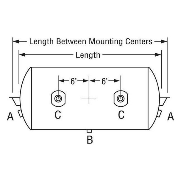 Velvac Air Tank,12-1/2 In H,125 psi 035107