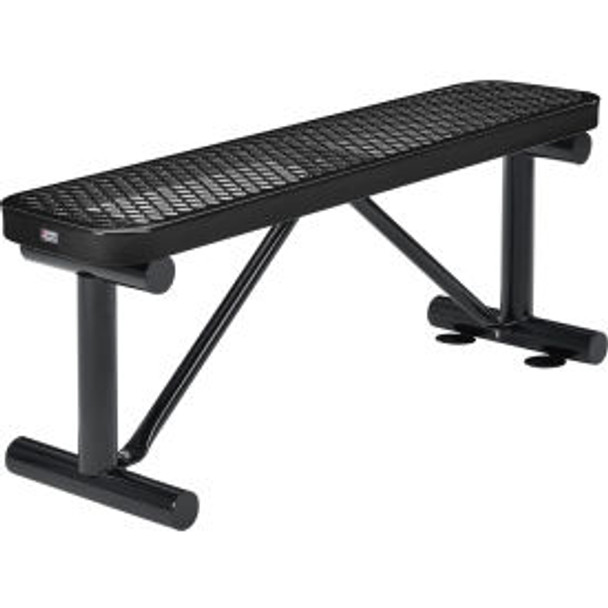 Global Industrial 4' Outdoor Steel Flat Bench Expanded Metal Black