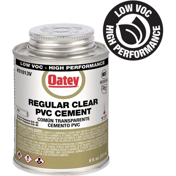 Oatey 8 Oz. Low Voc Regular Bodied Clear PVC Cement 31013V