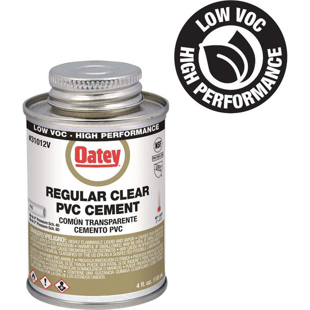 Oatey 4 Oz. Low Voc Regular Bodied Clear PVC Cement 31012V