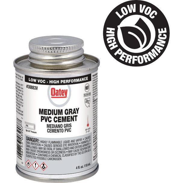 Oatey 4 Oz. Low Voc Gray PVC Cement 30883V