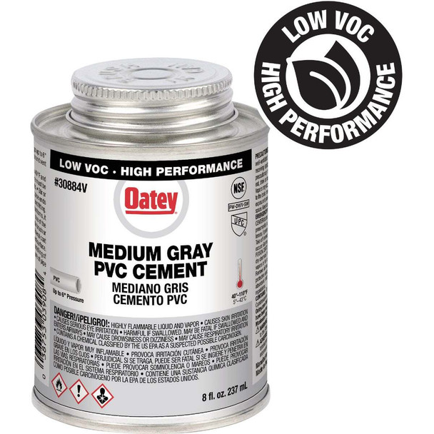 Oatey 8 Oz. Low Voc Gray PVC Cement 30884V