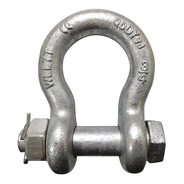 Anchor Shackle, Bolt Type, 3/8" Body Size, Width Between Eyes: 21/32 in