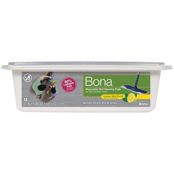 Bona Lemon Mint Disposable Wet Cleaning Pads for Hard-Surface Floors (12-Count)
