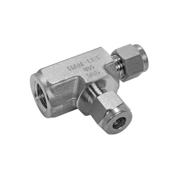 Ham-Let 1/8" x 1/4" Compression x FPT SS Female Run Tee 771LF  SS 1/4 X 1/8