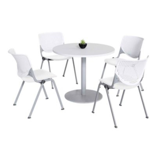 KFI Studios TABLE,WHT, 4 CHAIRS,WHT 811774036689