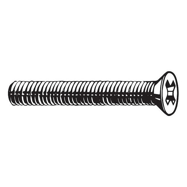 M5-0.80 x 40 mm Phillips Flat Machine Screw, Plain 18-8 Stainless Steel, 50 PK