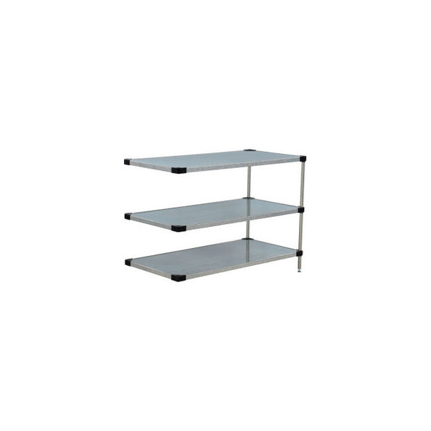 Nexel 3 Shelf Galvanized Steel Solid Shelving Unit Add On 72""W x 24""D x 34""H