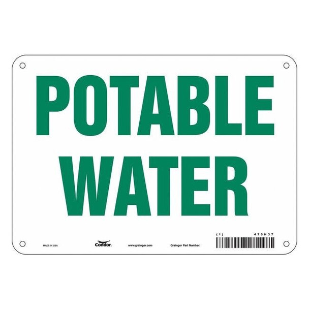 Potable Water, 10 in W x 7 in H, Vertical Rectangle, Aluminum, 470H37