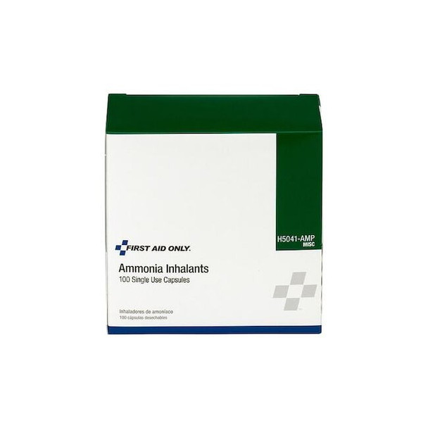 First Aid Only Ammonia Inhalants Ampoules,0.3mL,100/Box H5041-AMPGR