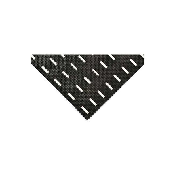 Antifatigue Mat, 5 ft L x 3 ft W, 7/16 in Thickness, PVC, Slotted, Black