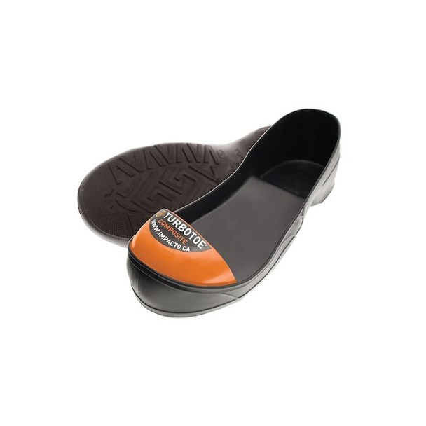 Toe Cap Overshoes, Composite Toe, 3 in Height, Ribbed Sole, Black, Orange, M