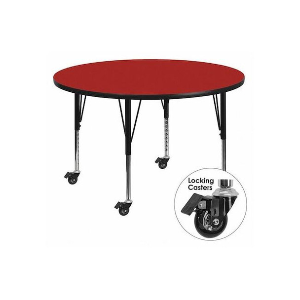 Flash Furniture Round Activity Table, Laminate, Red XU-A60-RND-RED-T-P-CAS-GG