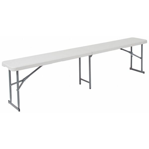 Flash Furniture Plastc Bench, 10.25"Wx71"L, Folding, White RB-1172FH-GG