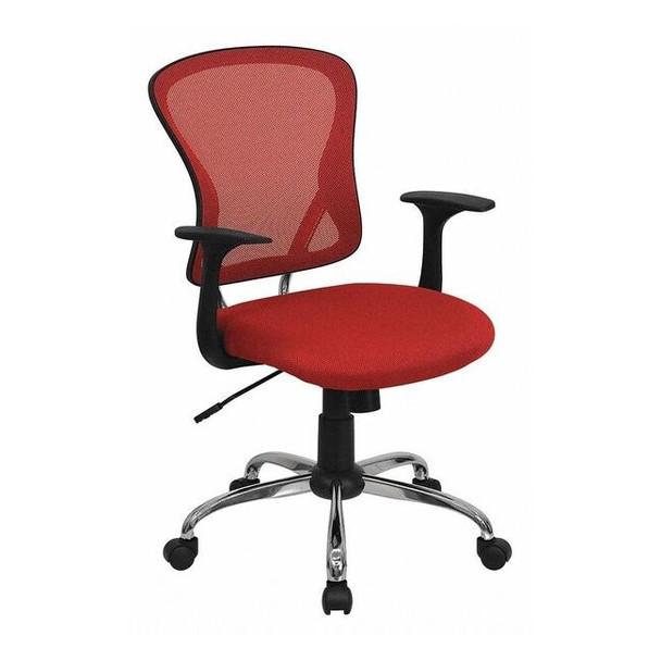 Flash Furniture Task Chair, 18" to 22", Fixed Arms, Red H-8369F-RED-GG