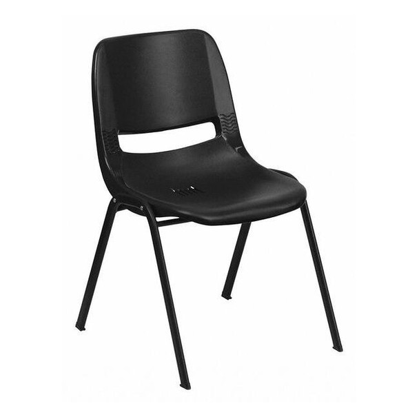 Flash Furniture Stack Chair,Frame,Black,16" RUT-16-PDR-BLACK-GG