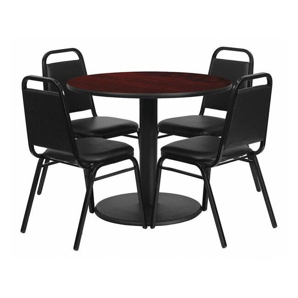 Flash Furniture Round Table Set, Laminate, Wood Grain RSRB1002-GG