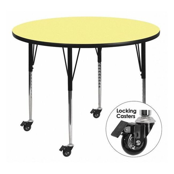 Flash Furniture Round Activity Table, Laminate, Yellow XU-A42-RND-YEL-T-A-CAS-GG