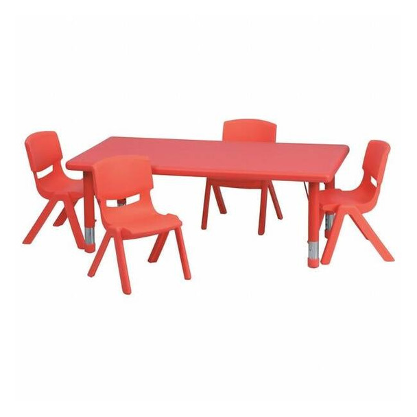Rectangle Table Set, Plastic, Steel, Red