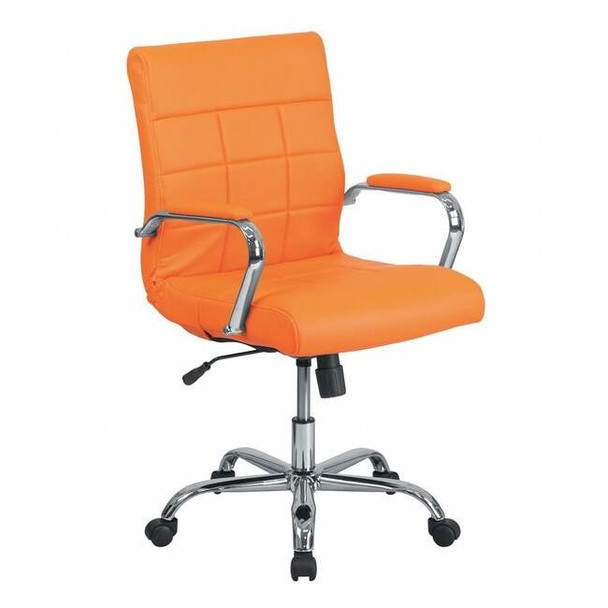 Contemporary Chair Fixed Arms, 18-1/2" to 22-1/4" Height, Metal, Orange