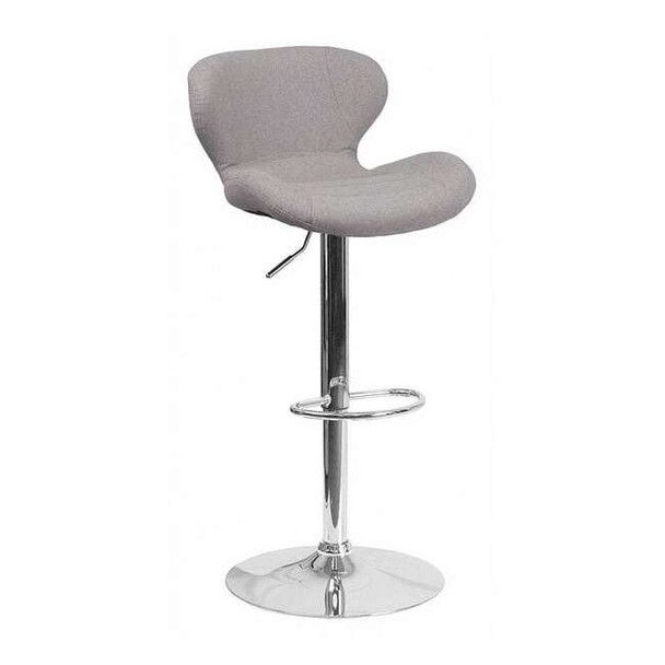 Flash Furniture Gray Fabric Barstool,Adj Height CH-321-GYFAB-GG