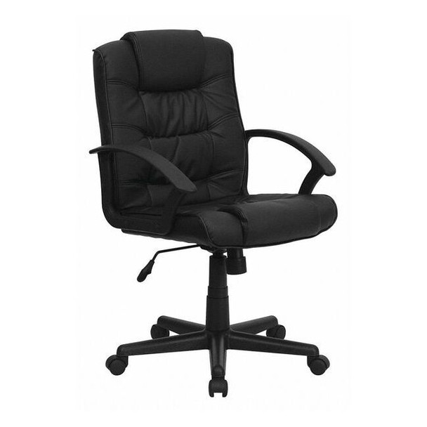 Metal Contemporary Chair, 18" to 22", Fixed Arms, Black