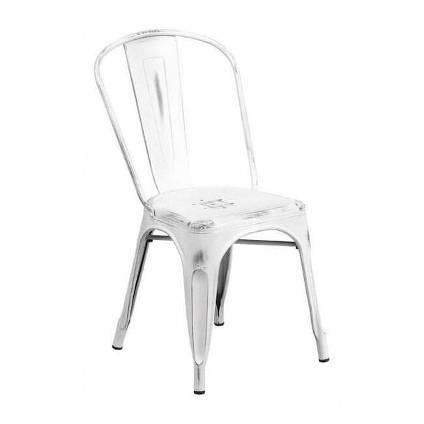 Contemporary Stackable Chair, White Back, 17-3/4 in W 20" L 33-1/2" H