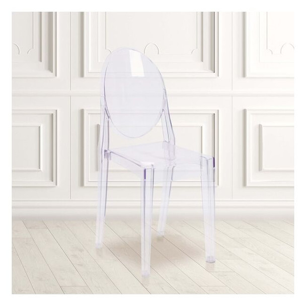 Flash Furniture Ghost Side Chair in Transparent Crystal,PK4 4-FH-111-APC-CLR-GG