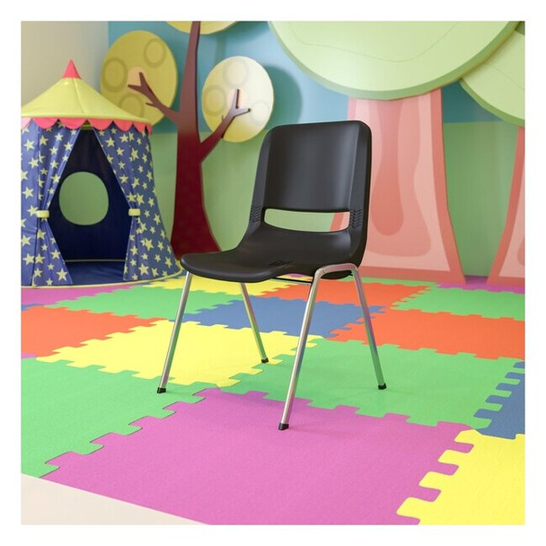 Flash Furniture Black Plastic Stack Chair,PK5 5-RUT-18-BK-CHR-GG