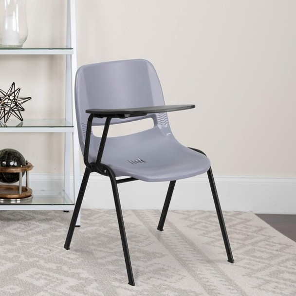 Flash Furniture Gray Ergonomic Shell Chair with Rig,PK5 5-RUT-EO1-GY-RTAB-GG