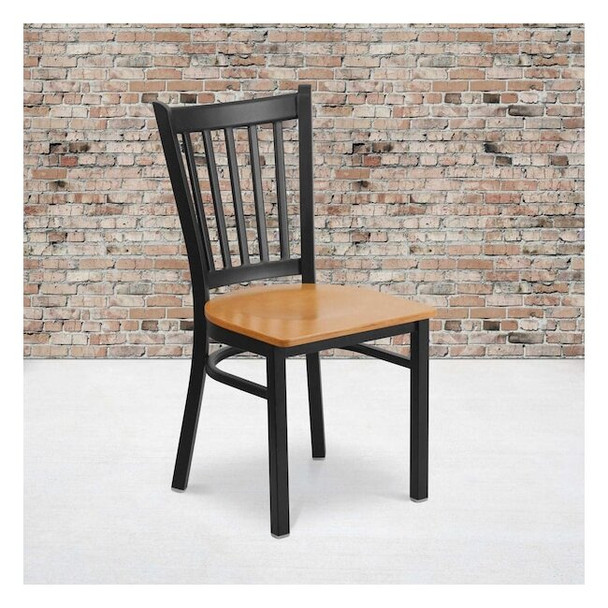 Flash Furniture Black Vert Chair-Nat Seat,PK2 2-XU-DG-6Q2B-VRT-NATW-GG