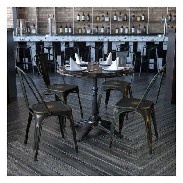 Distressed Copper Metal Indoor-Outdoor Stackable Chair,PK4