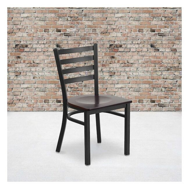 Flash Furniture Black Ladder Chair-Wal Seat,PK2 2-XU-DG694BLAD-WALW-GG