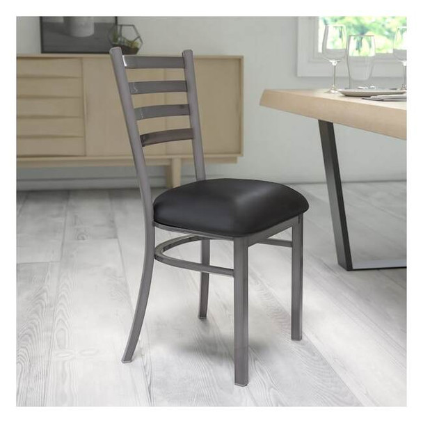 Flash Furniture Clear Ladder Chair-Black Seat,PK2 2-XU-DG694BLAD-CLR-BLKV-GG