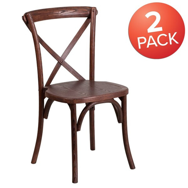 Flash Furniture HERCULES Series Mahogany Cross Back Chair,PK2 2-XU-X-MAH-GG