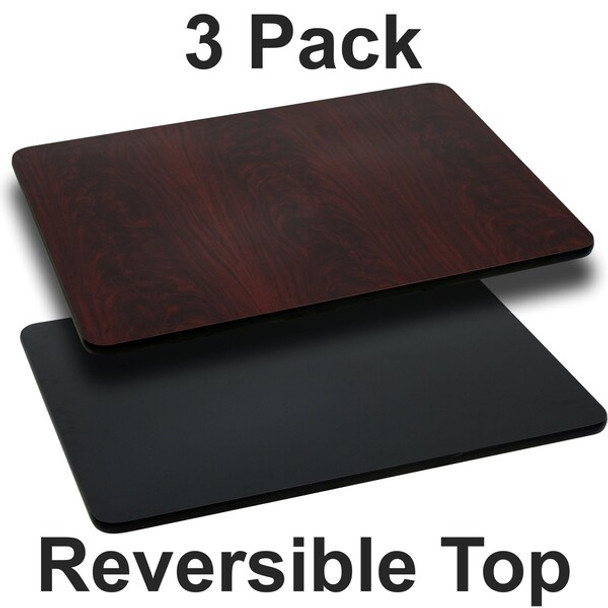 Flash Furniture Reversible Top, Black/Mahogany, 24x30", PK3 3-XU-MBT-2430-GG