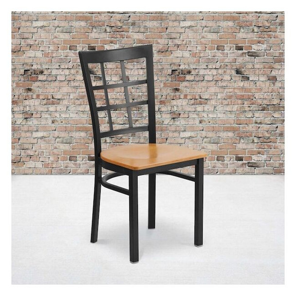 Flash Furniture Black Window Chair-Nat Seat,PK2 2-XU-DG6Q3BWIN-NATW-GG