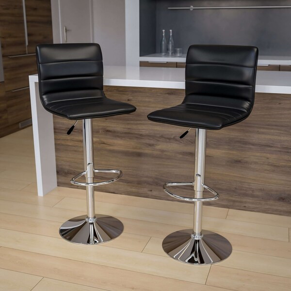 Flash Furniture Black Vinyl Barstool,PK2 2-CH-92023-1-BK-GG
