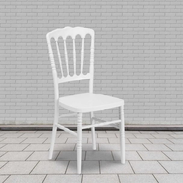 HERCULES Series White Resin Stacking Napoleon Chair,PK2