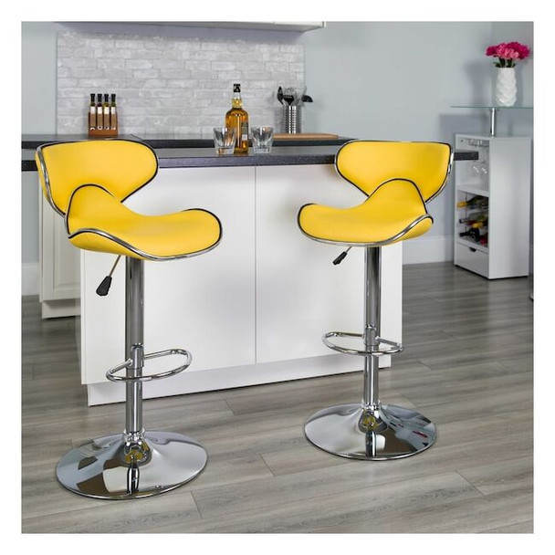 Flash Furniture Yellow Vinyl Barstool,PK2 2-DS-815-YEL-GG