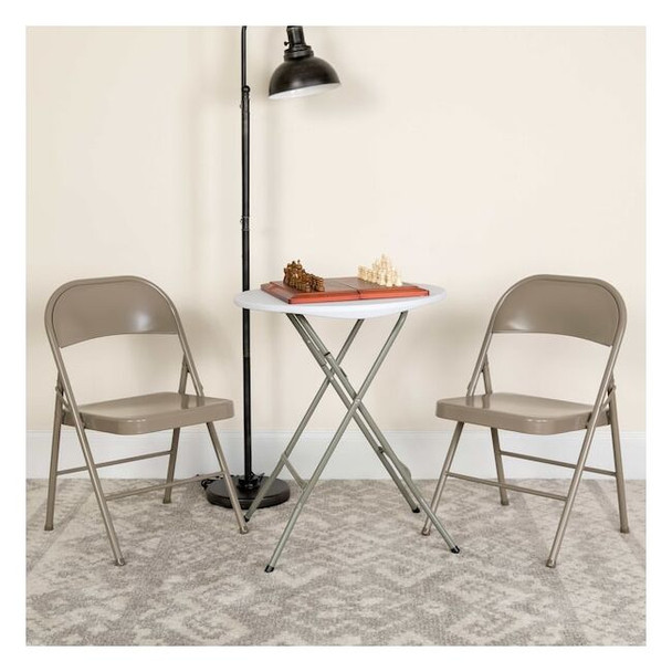 HERCULES Series Double Braced Gray Metal Folding Chair,PK2