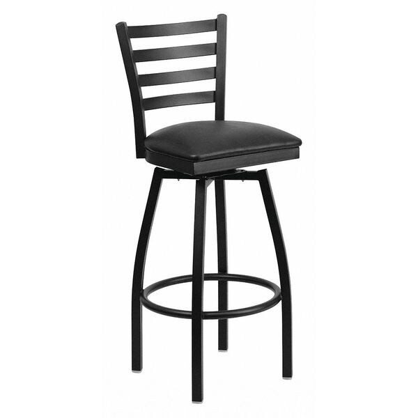 32" Black Ladder Back Swivel Metal Barstool