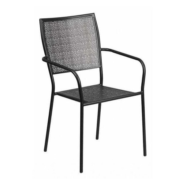 Flash Furniture Black Steel Patio Arm Chair with Square Back CO-2-BK-GG