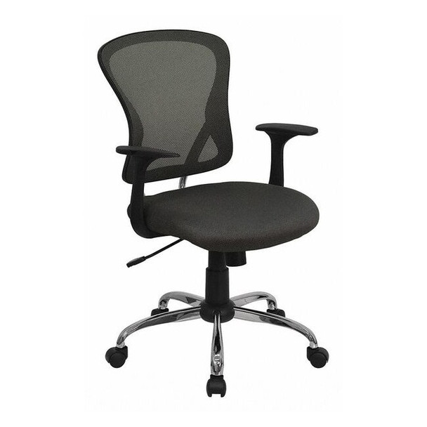 Flash Furniture Task Chair, 18" to 22", Fixed Arms, Dark Gray H-8369F-DK-GY-GG
