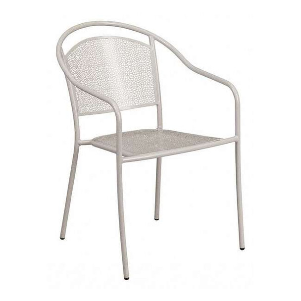 Flash Furniture Light Gray Steel Patio Arm Chair with Round Back CO-3-SIL-GG
